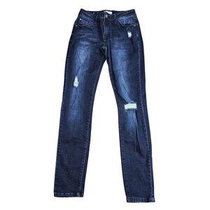 Kensie Jeans Jeans‎ Womens 2/26 Blue Knockout Skinny Mid Rise Distressed Denim